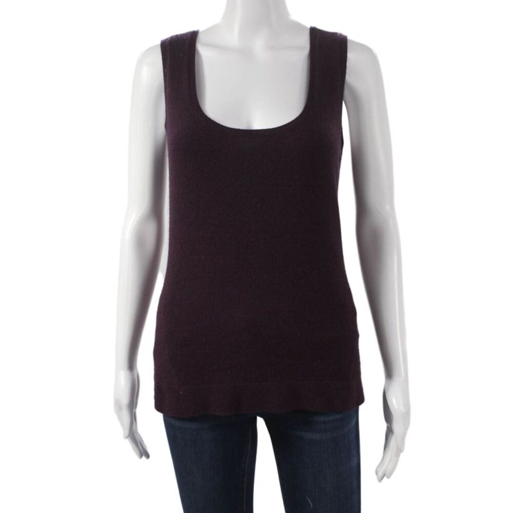 Kinross Cashmere Women Purple 100%Cashmere Scoop Neck Sleeveless Pullover Size M